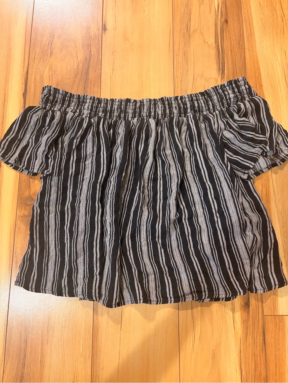 Jolt Black and White Striped Off-Shoulder Top
